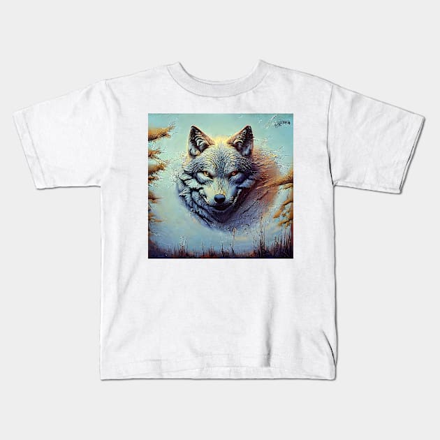 portrait of a wolf Kids T-Shirt by bogfl